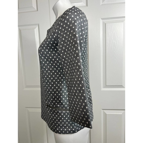 Talbots Zip Pocket Jacquard Top Sparkle Dot 3/4 Sleeve Size SP NWT - Picture 4 of 11